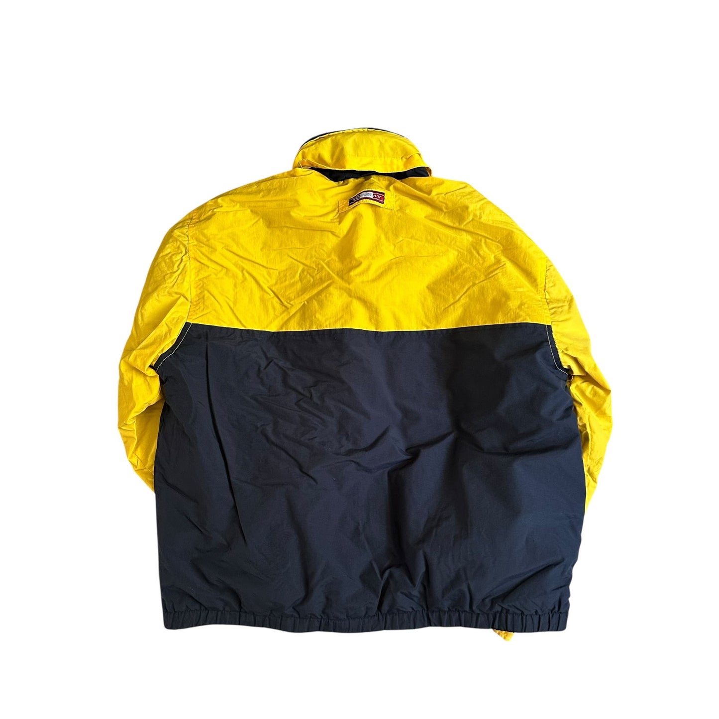Vintage 90s Tommy Hilfiger Yellow Puffer Coat Jacket Mens Small