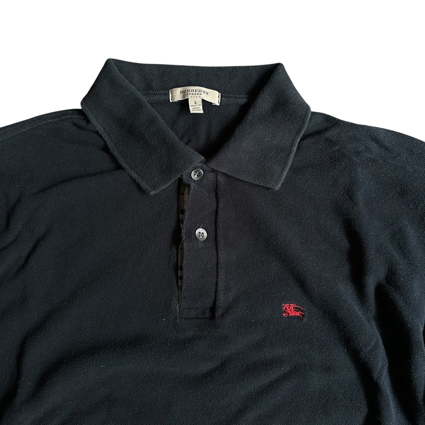 Burberry Black Polo Shirt Mens Large Authentic