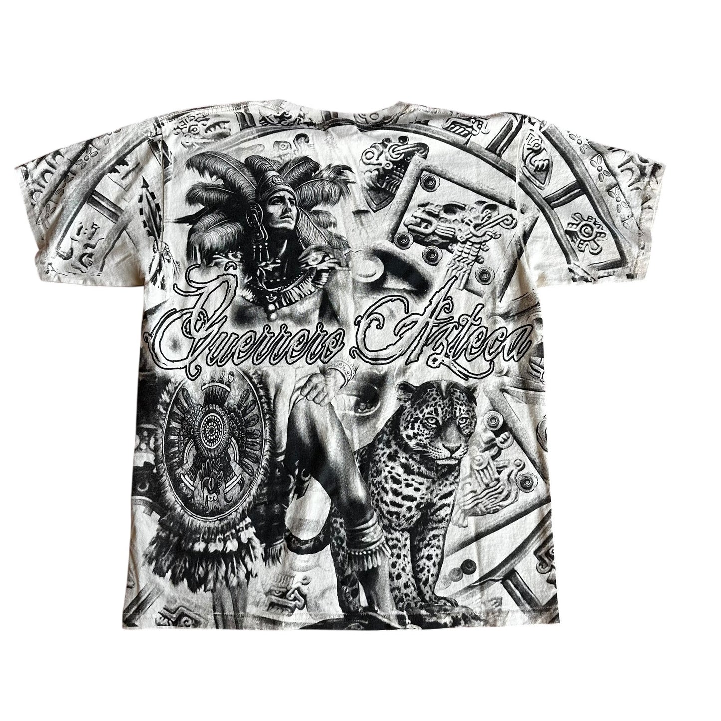Vintage Aztec Warrior DoubleSided AOP T-Shirt Mens Large