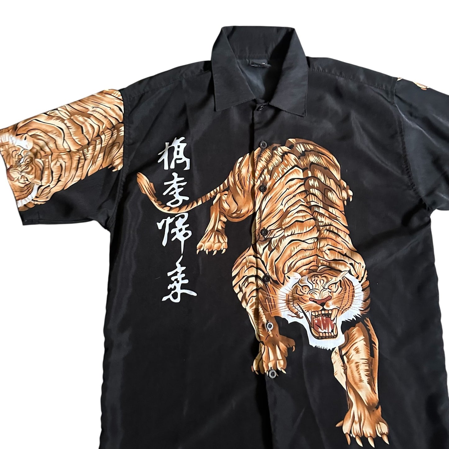 KNU Gear Vintage Tiger FullPrint ButtonUp Mens Medium