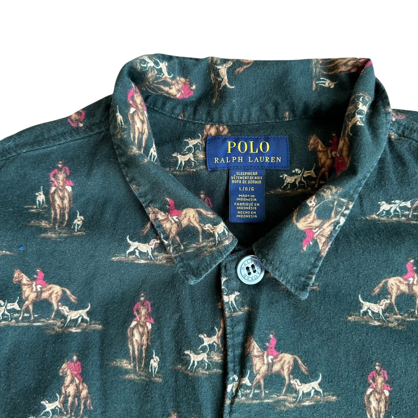 Ralph Lauren Polo LongSleeve Sleepwear Shirt Pajama Mens Button Up Large
