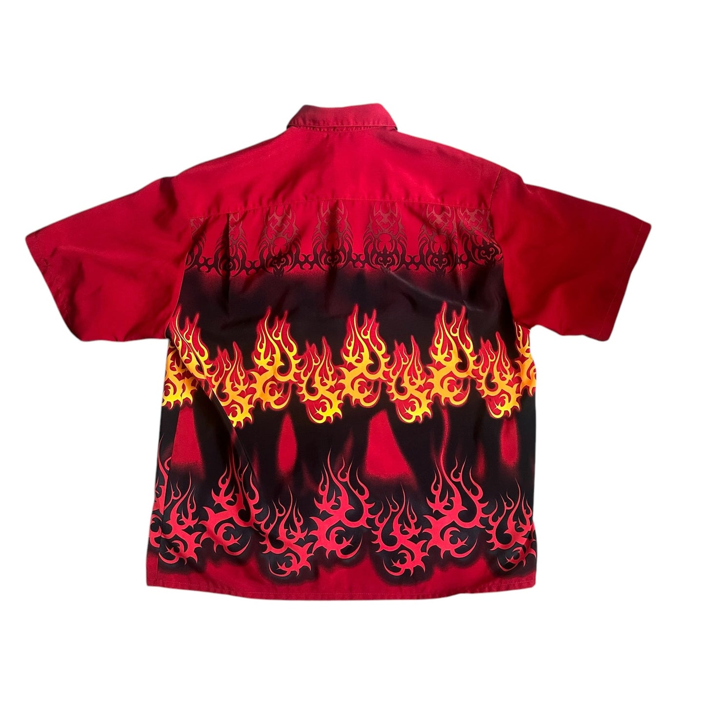 Vintage y2k Guy Fieri Style Flame Button Up Shirt Mens XL