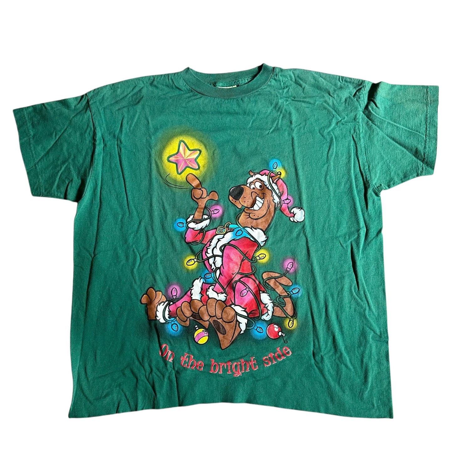 Vintage 1999 Scooby Doo Christmas Cropped Tee Shirt Mens XL