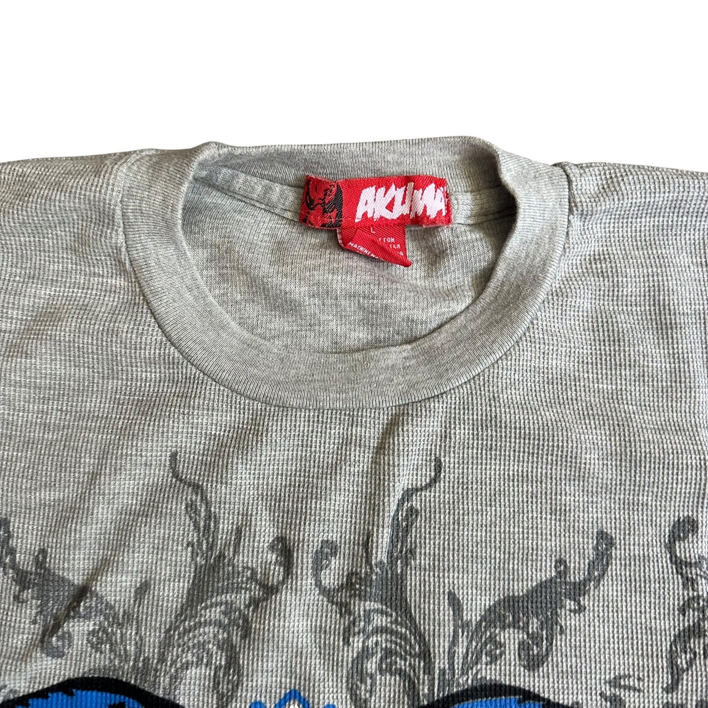 Akuma y2k 2000s Cross Wings Gray Thermal Sweater Mens Large