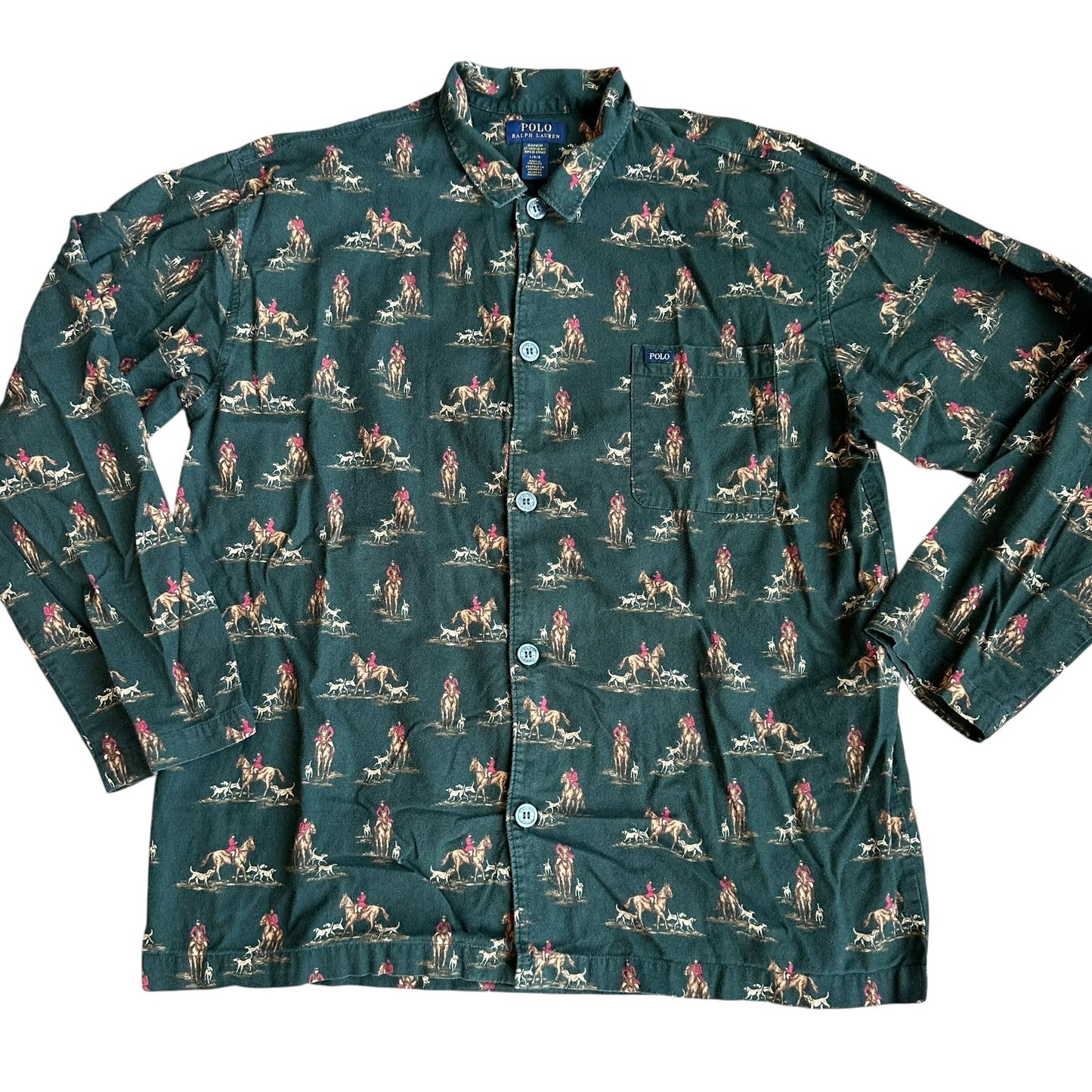 Ralph Lauren Polo LongSleeve Sleepwear Shirt Pajama Mens Button Up Large
