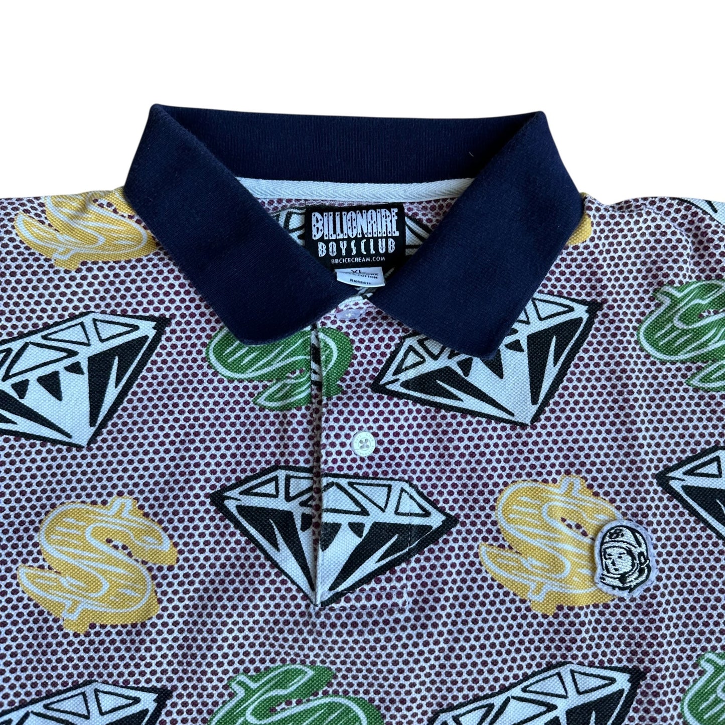 Billionaire Boys Club Diamond Dollar Sign Polo Shirt Mens Small