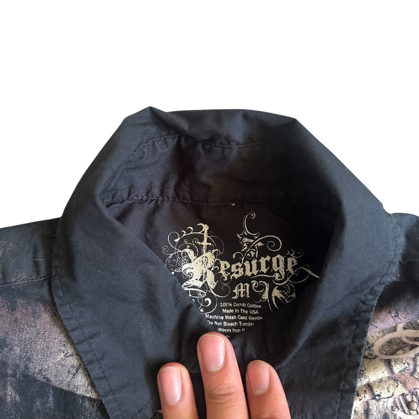 Vintage y2k Resurge Victorian Style Button Up Shirt Mens Medium
