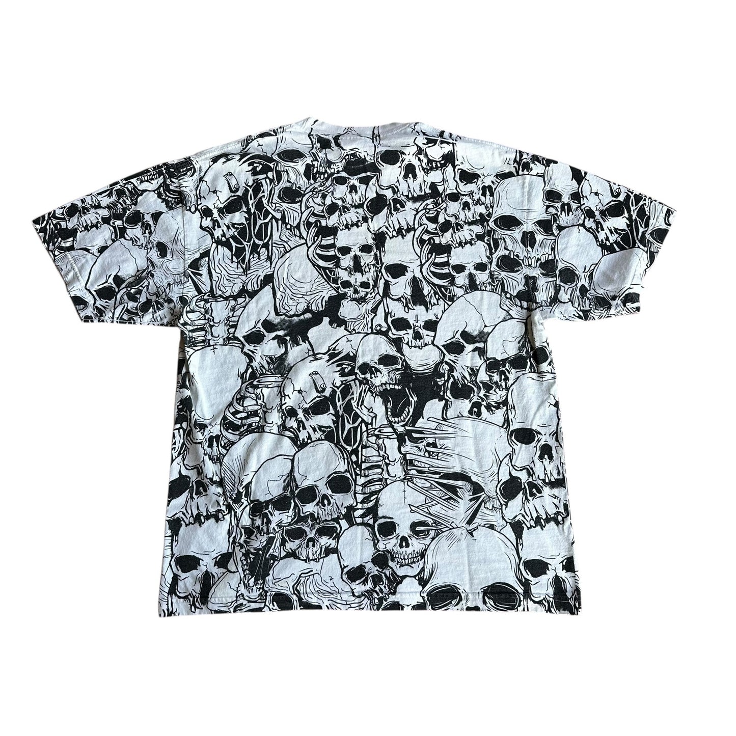 Vintage y2k COUNTERFEIT Skulls AOP T-Shirt Mens XL