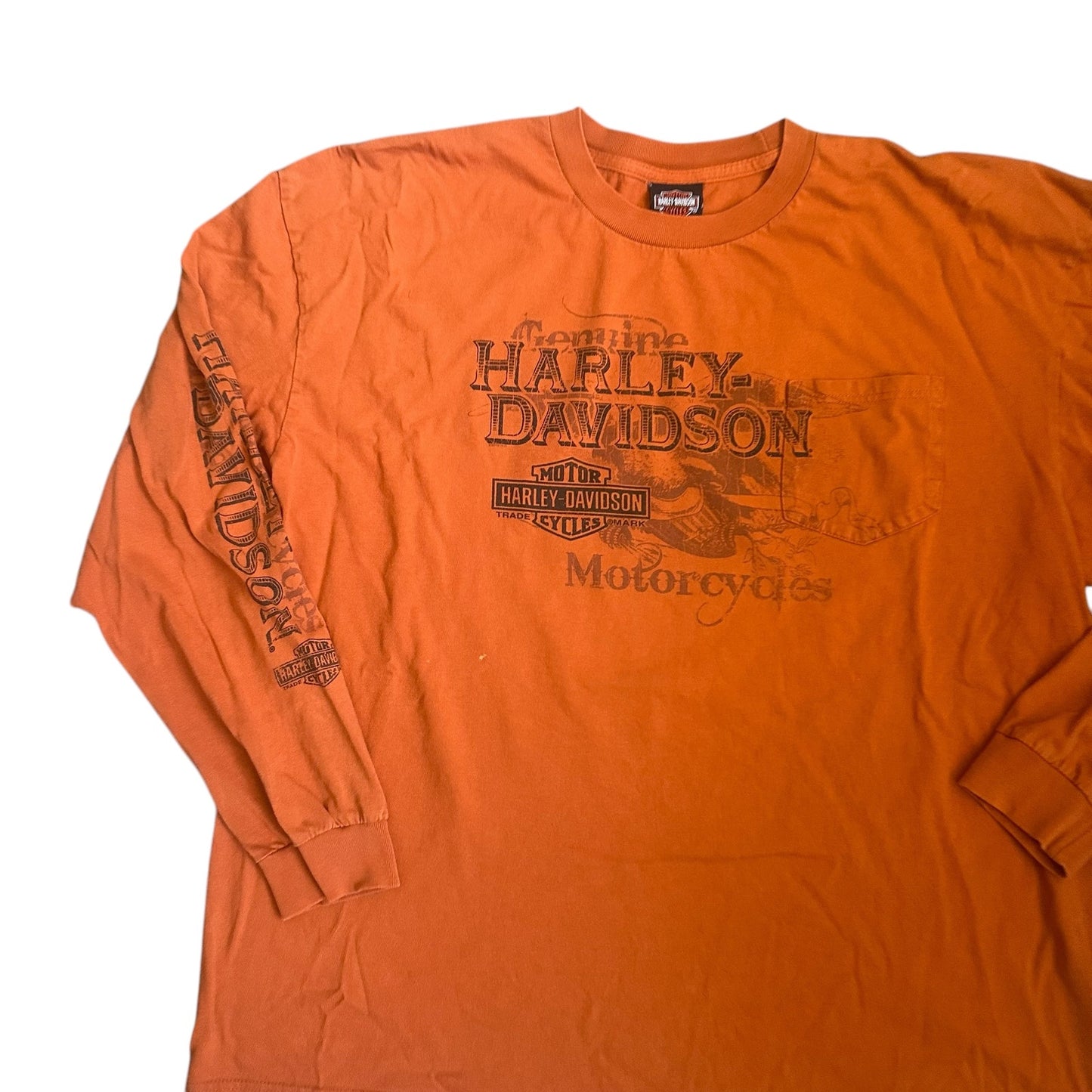 Vintage Harley Davidson Orange LongSleeve Shirt Mens 2XL