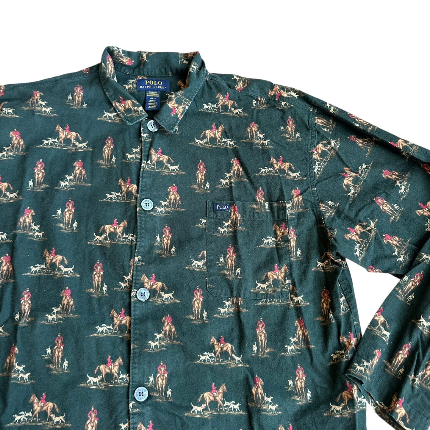 Ralph Lauren Polo LongSleeve Sleepwear Shirt Pajama Mens Button Up Large