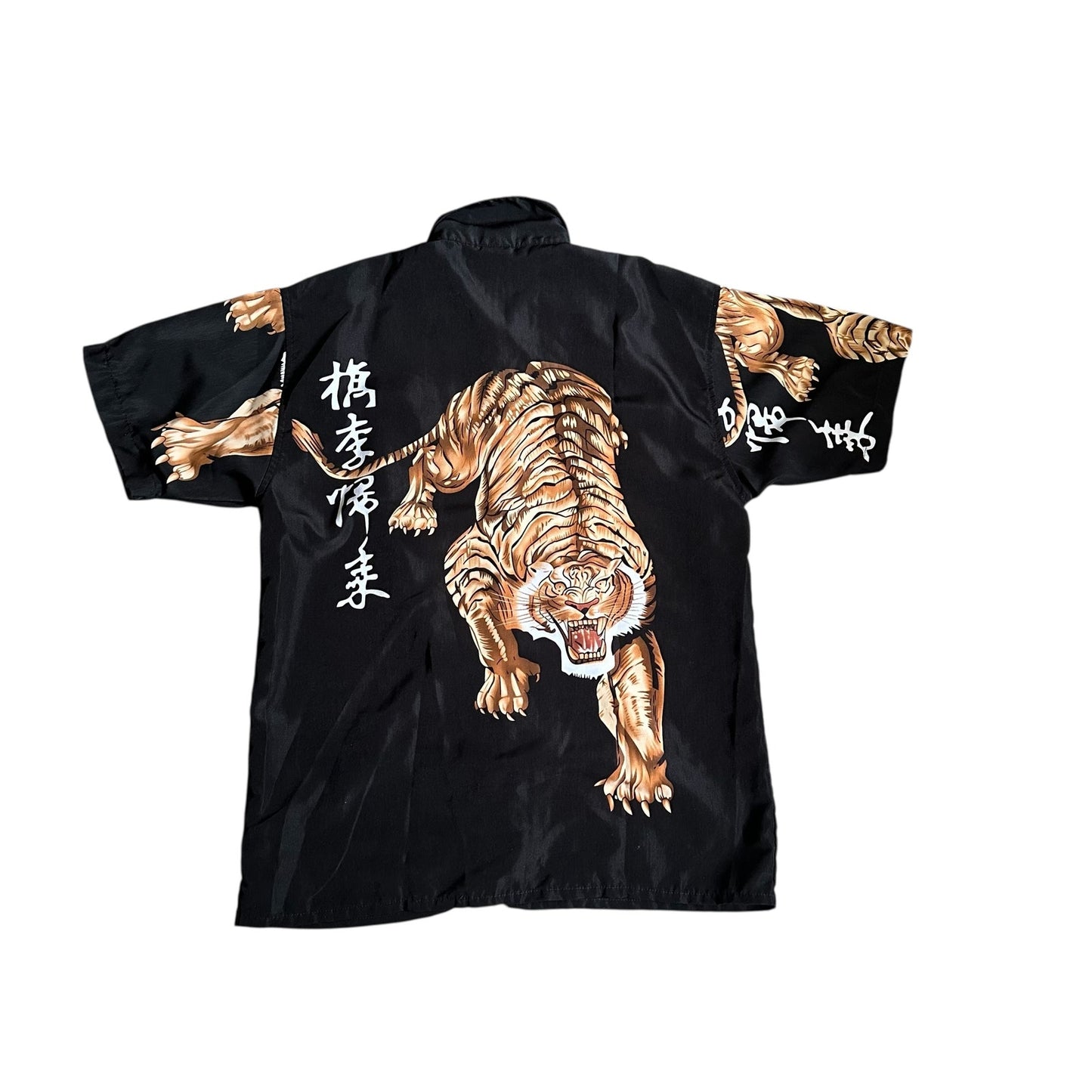 KNU Gear Vintage Tiger FullPrint ButtonUp Mens Medium