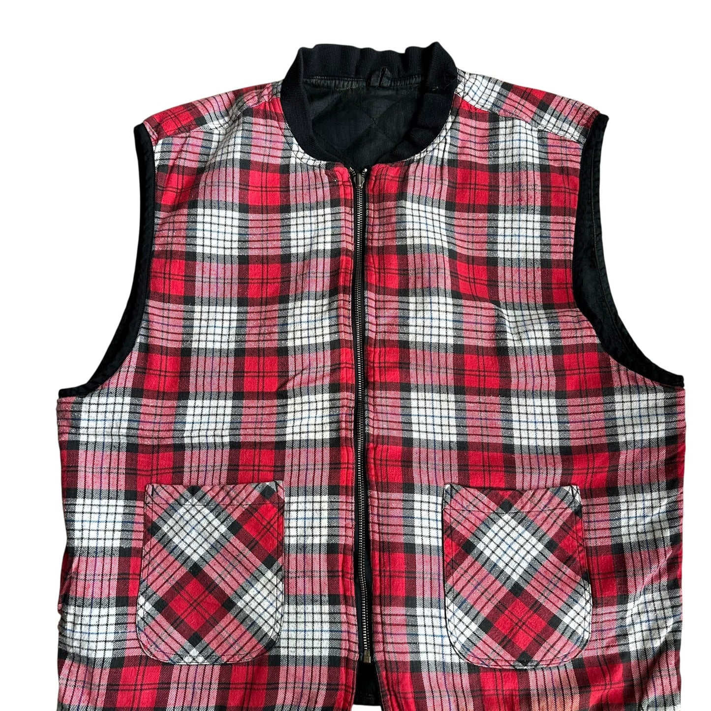 Vintage Reversible Marlboro Plaid Vest Mens Large