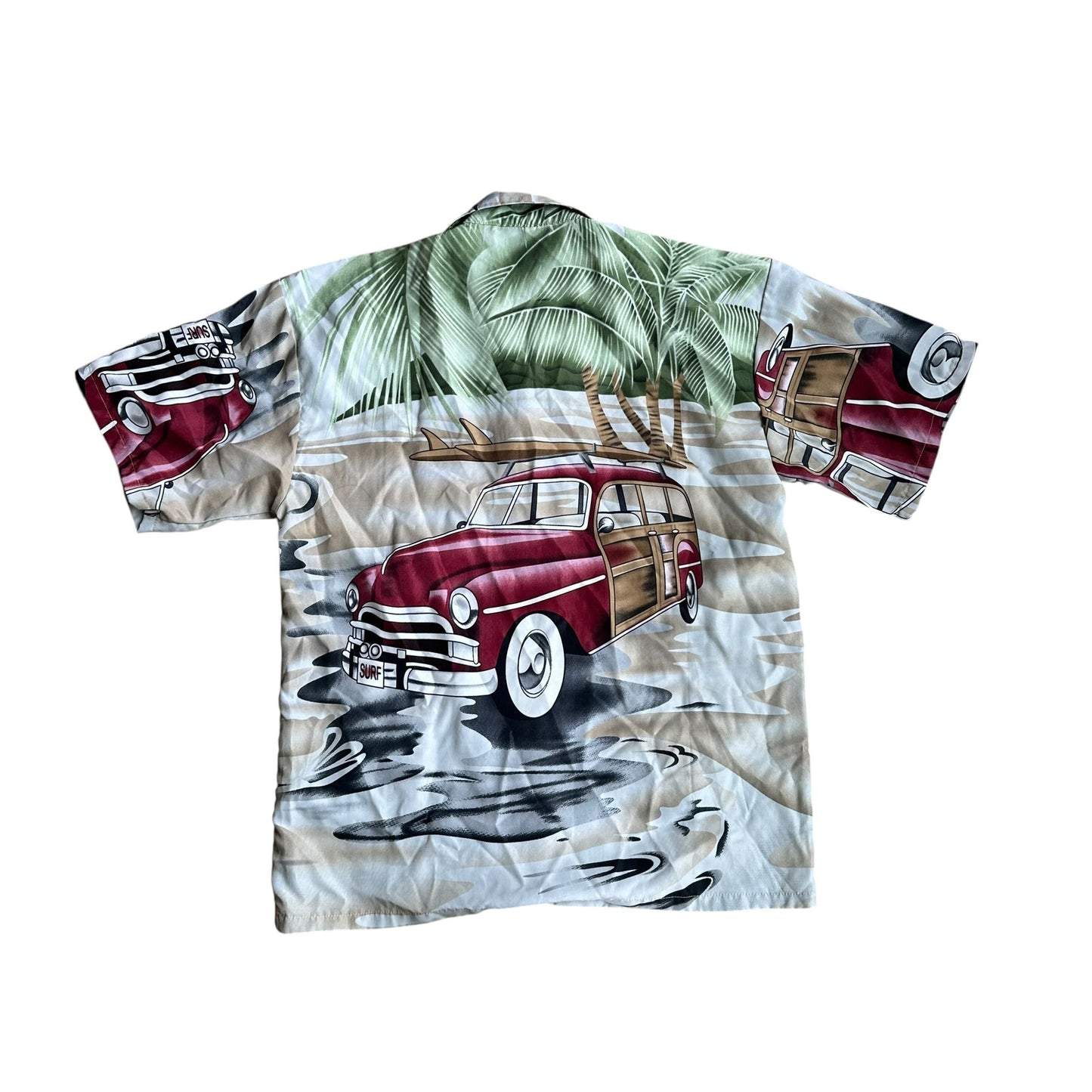 Vintage Oscar Misa 90s Woody Wagon Button Up Mens Large