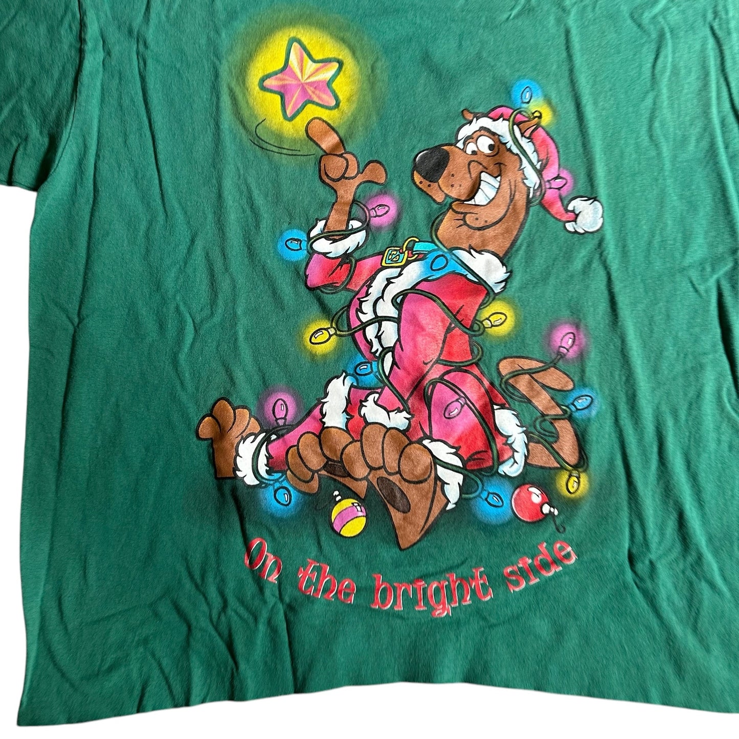 Vintage 1999 Scooby Doo Christmas Cropped Tee Shirt Mens XL