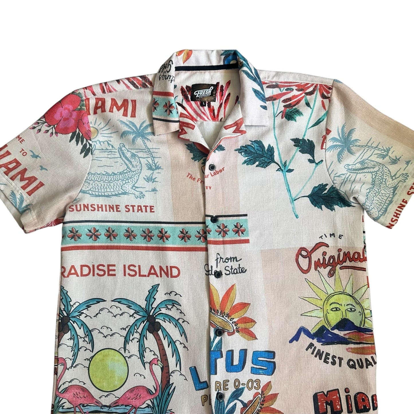 Fresh Prints of Bel-Air Vacation Button Up Shirt Mens Large