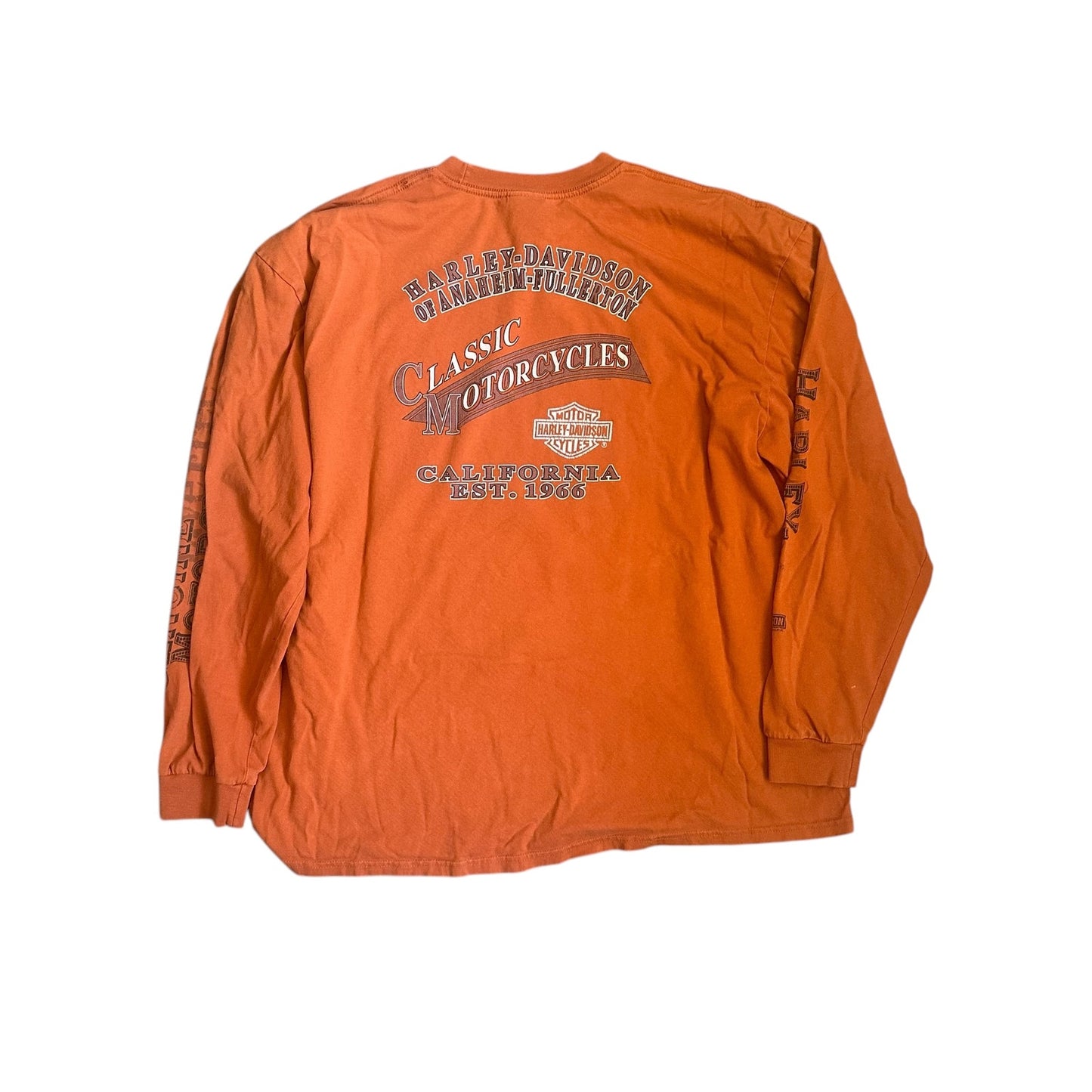 Vintage Harley Davidson Orange LongSleeve Shirt Mens 2XL