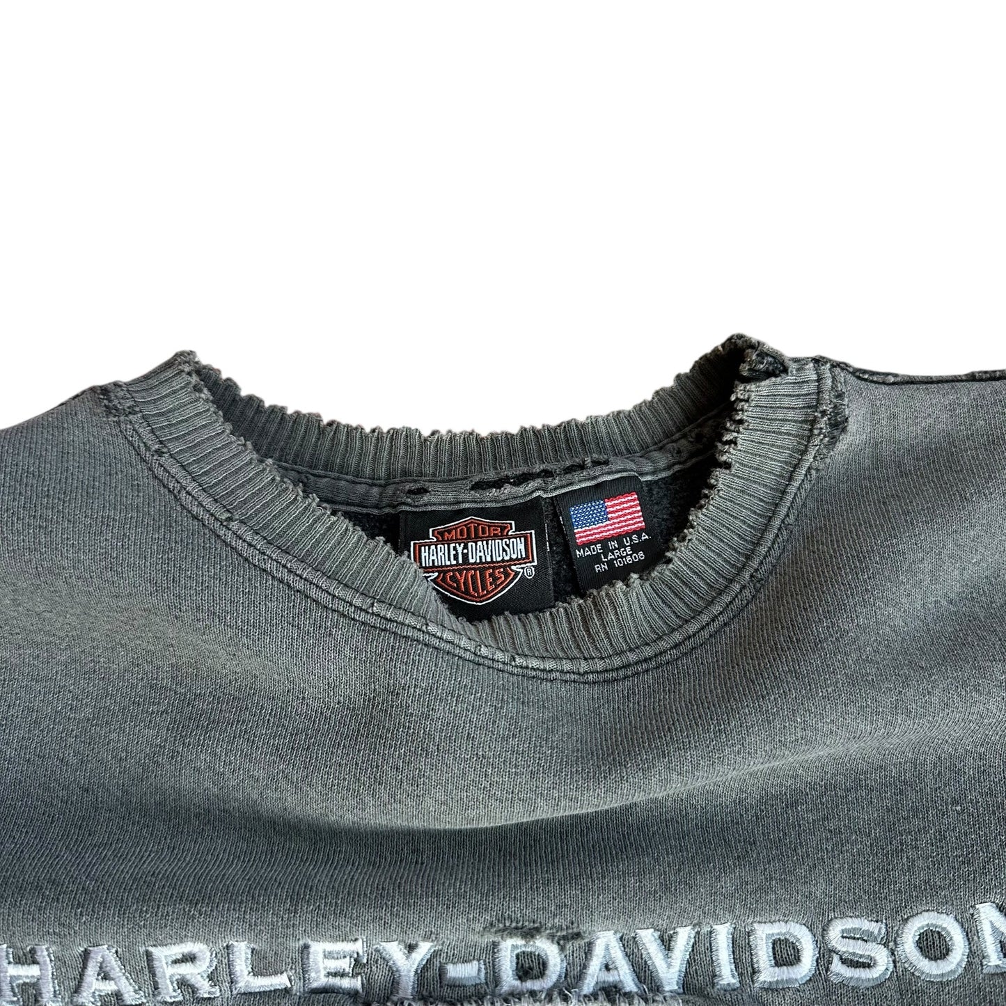 Vintage Distressed Harley Davidson Gray Crewneck Sweater Mens Large