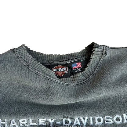 Vintage Distressed Harley Davidson Gray Crewneck Sweater Mens Large
