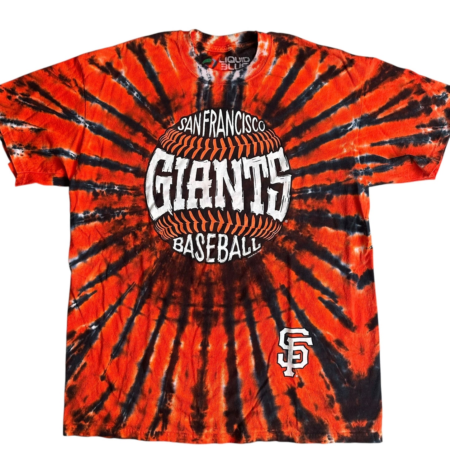 Vintage Liquid Blue SanFrancisco Giants Baseball TieDye Orange Tee Shirt Mens Large