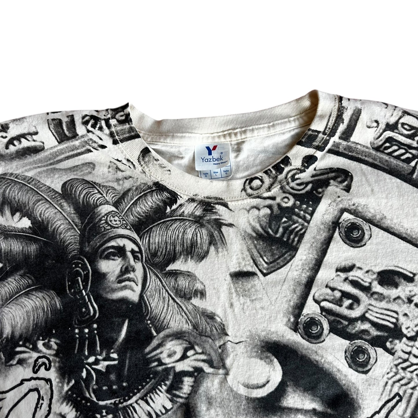 Vintage Aztec Warrior DoubleSided AOP T-Shirt Mens Large