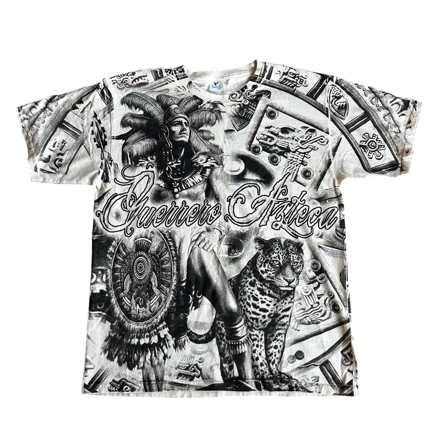 Vintage Aztec Warrior DoubleSided AOP T-Shirt Mens Large