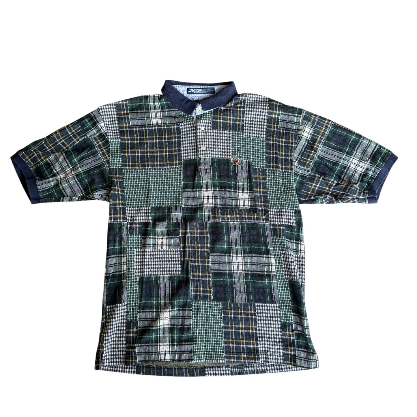 Vintage Tommy Hilfiger Patchwork Style 90s Polo Shirt Mens XL
