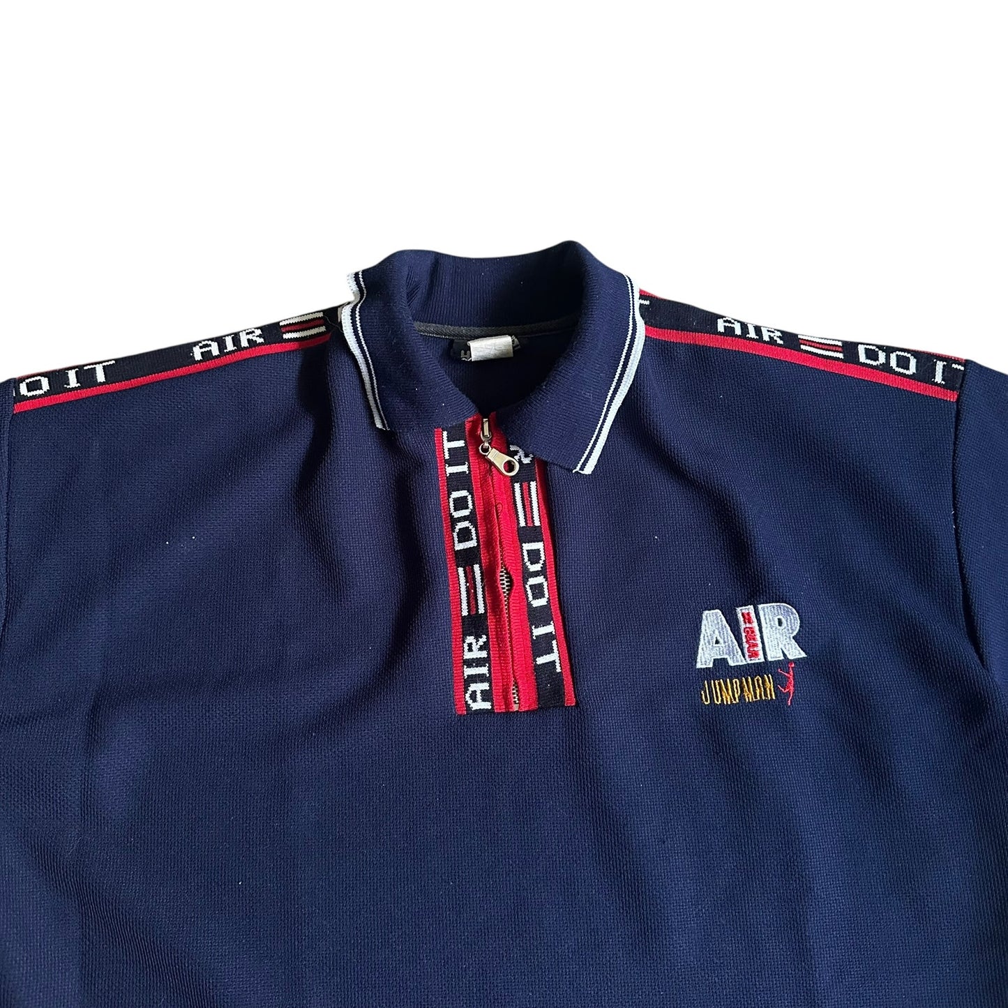 AIR Jumpman Just Do It 90s NavyBlue Polo Shirt Mens Large