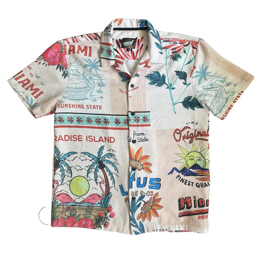 Fresh Prints of Bel-Air Vacation Button Up Shirt Mens Large