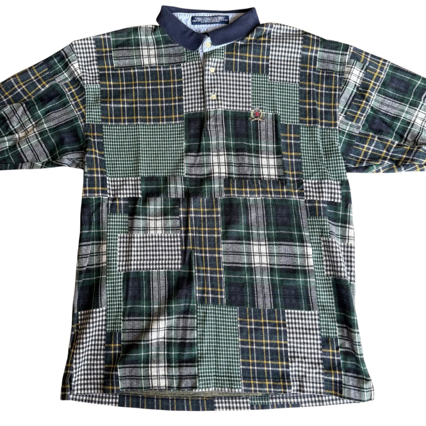 Vintage Tommy Hilfiger Patchwork Style 90s Polo Shirt Mens XL