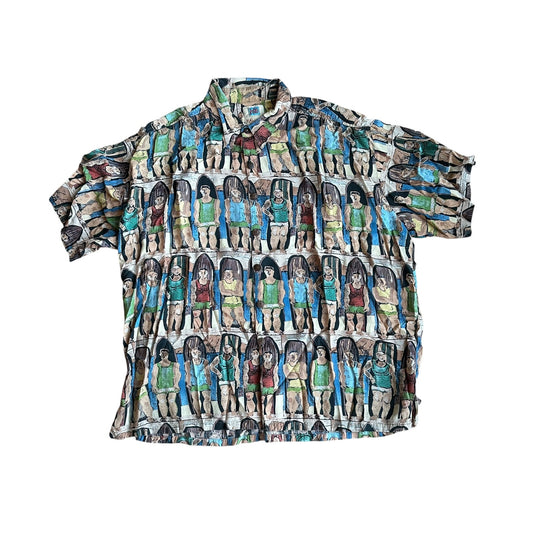 Vintage Kahala Hawaiian Button Up AllOverPrint Mens 2XL