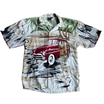 Vintage Oscar Misa 90s Woody Wagon Button Up Mens Large