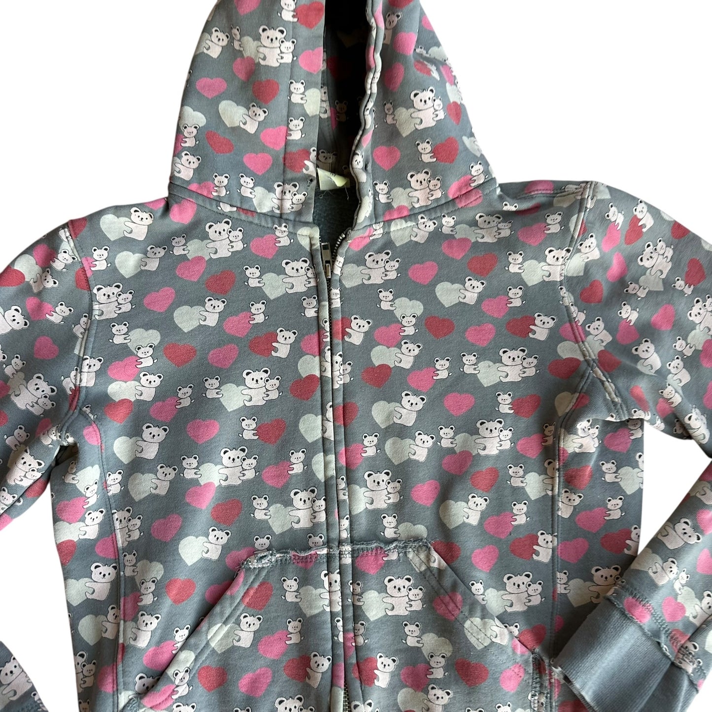 Vintage y2k Loyal Army Pink Hearts Bear Hoodie Womens Medium