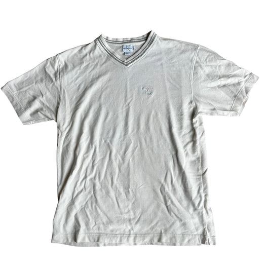 Calvin Klein White Gray V-Neck T-Shirt NWOT Mens Large