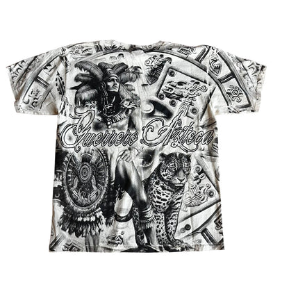 Vintage Aztec Warrior DoubleSided AOP T-Shirt Mens Large