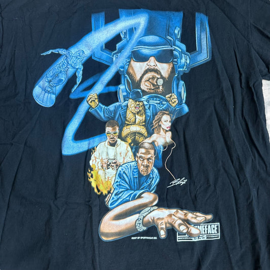 90s Marvel x Hip Hop GiveMeFace Rap Tee Shirt Mens 4XL