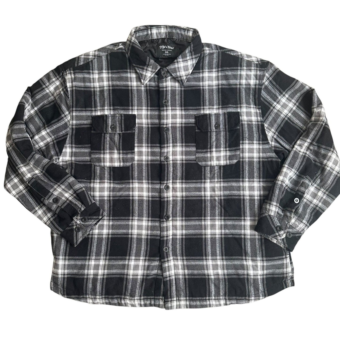 ShakaWear Black Plaid Jacket Mens 5XL