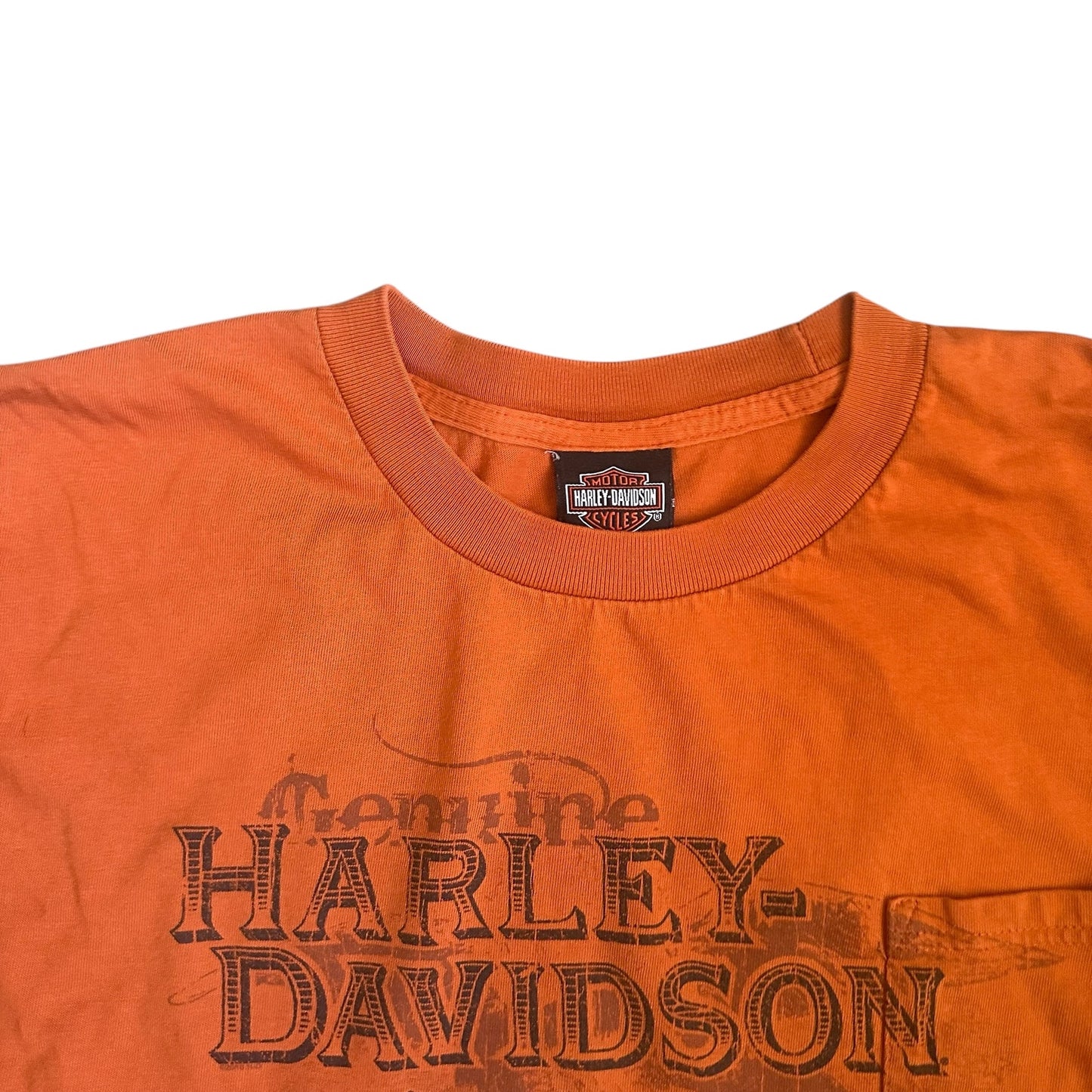 Vintage Harley Davidson Orange LongSleeve Shirt Mens 2XL