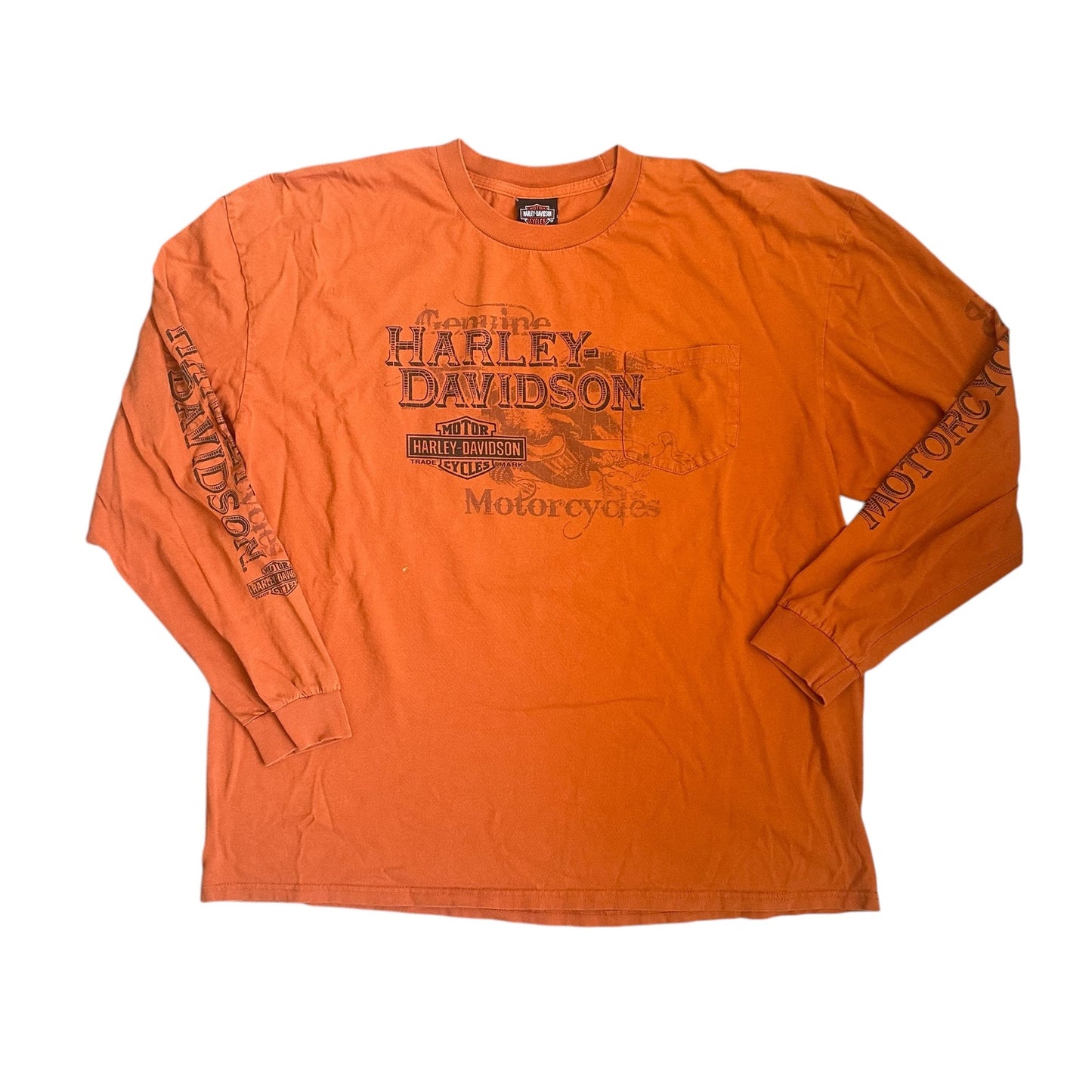 Vintage Harley Davidson Orange LongSleeve Shirt Mens 2XL