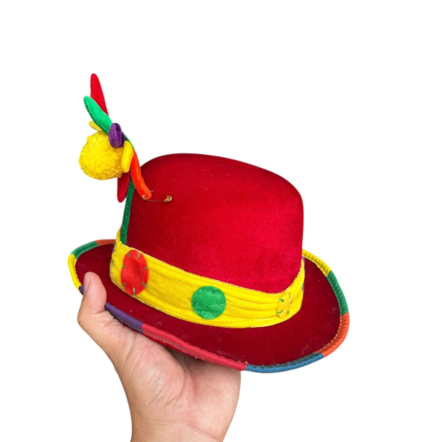Red Clown Bowler Hat Costume One Size