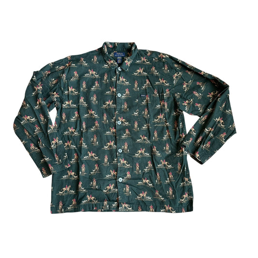 Ralph Lauren Polo LongSleeve Sleepwear Shirt Pajama Mens Button Up Large