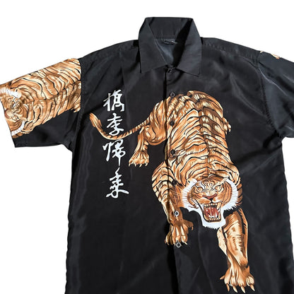 KNU Gear Vintage Tiger FullPrint ButtonUp Mens Medium