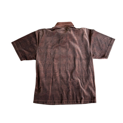 Vintage Sandstone Collar Polo Geometric Mens Medium Shirt
