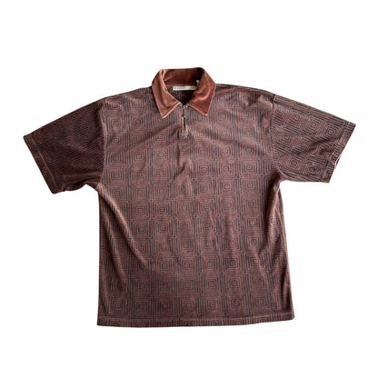 Vintage Sandstone Collar Polo Geometric Mens Medium Shirt