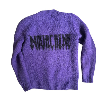 Novacaine Mohair Purple Cardigan Sweater Mens Large