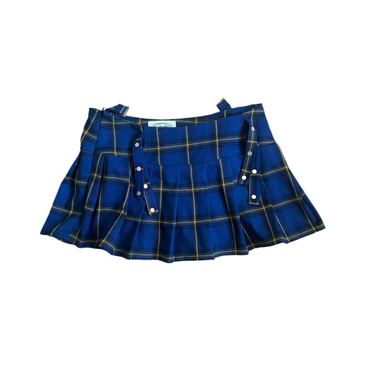 Vintage y2k 2000s Blue Yellow Mini Skirt Plaid Womens Medium