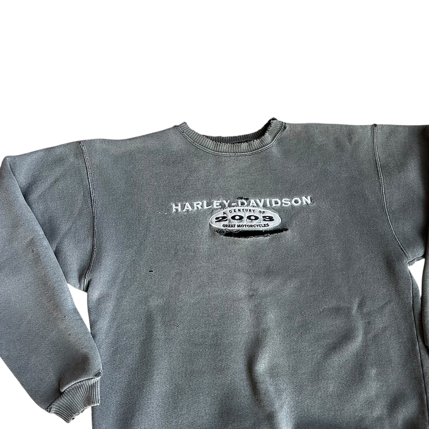 Vintage Distressed Harley Davidson Gray Crewneck Sweater Mens Large
