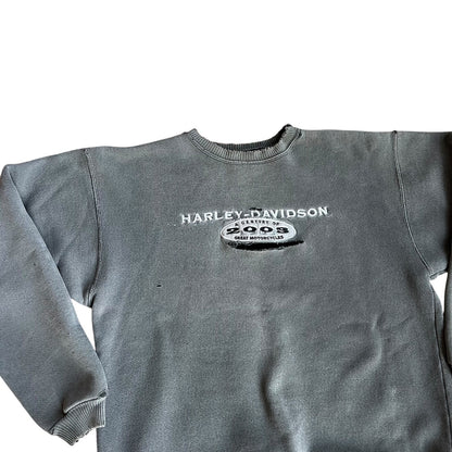Vintage Distressed Harley Davidson Gray Crewneck Sweater Mens Large