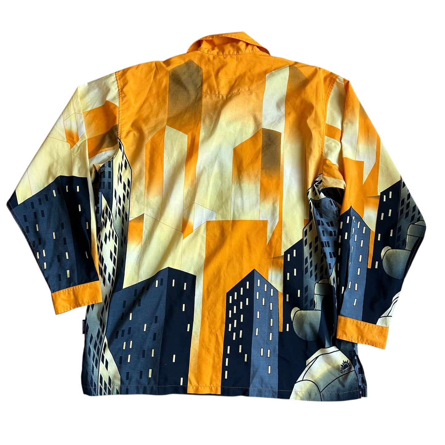 Meoshe 90s y2k AllOverPrint Button Up Shirt Mens LongSleeve Large