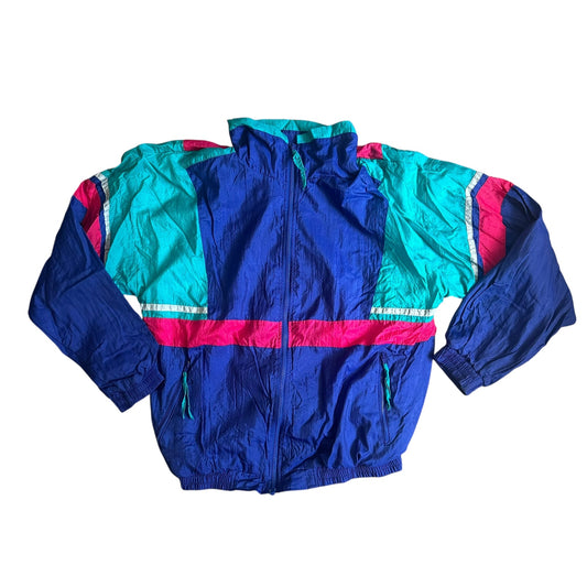 Vintage 80s TurnPoint Windbreaker MultiColor Jacket Mens Medium