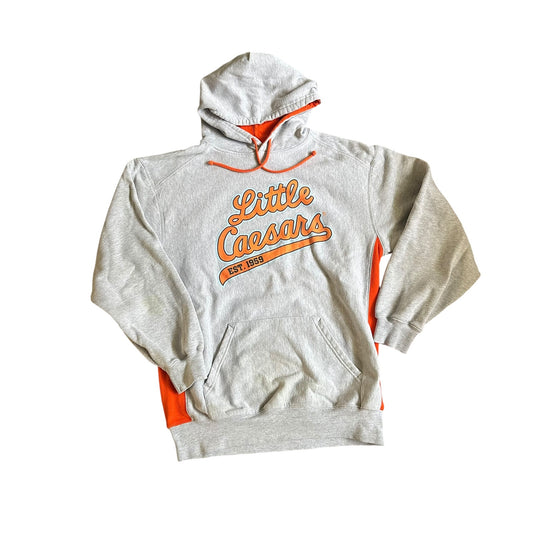 Vintage Little Caesars Pizza Work Hoodie Orange Gray Mens Medium